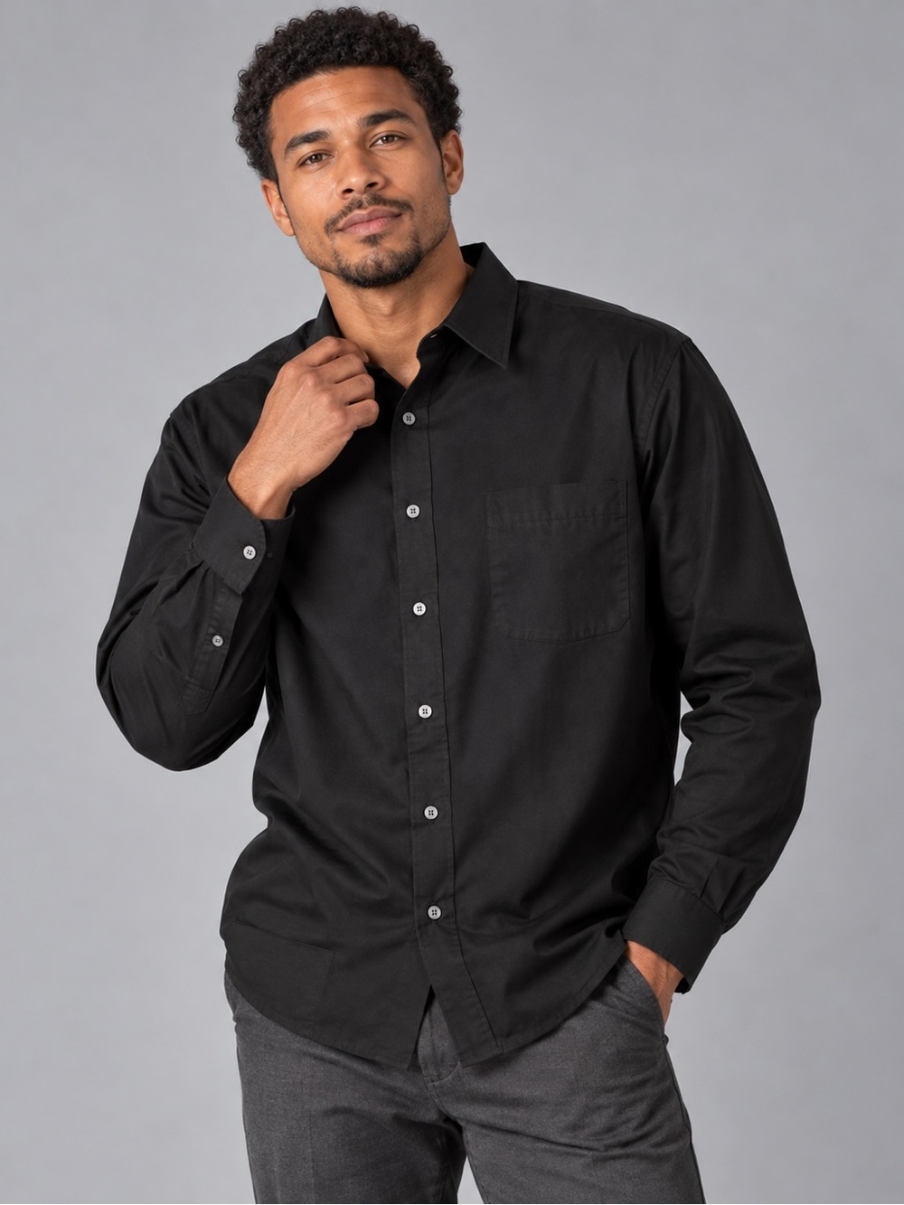 Men’s XL Black Wrinkle Resistant Dress Shirt 17-17.5 34/35